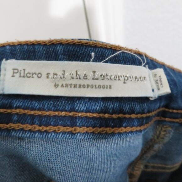 Anthropologie Pilcro and the Letterpress Womens Sz 28 Blue Cropped Bootcut Jeans - Picture 7 of 9